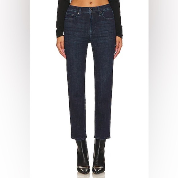 PISTOLA monroe cigarette crop high rise straight leg jeans dark wash size 32 - Picture 2 of 15